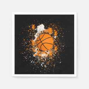 Basketball Grunge Farbspritzer Orange Schwarz Serviette