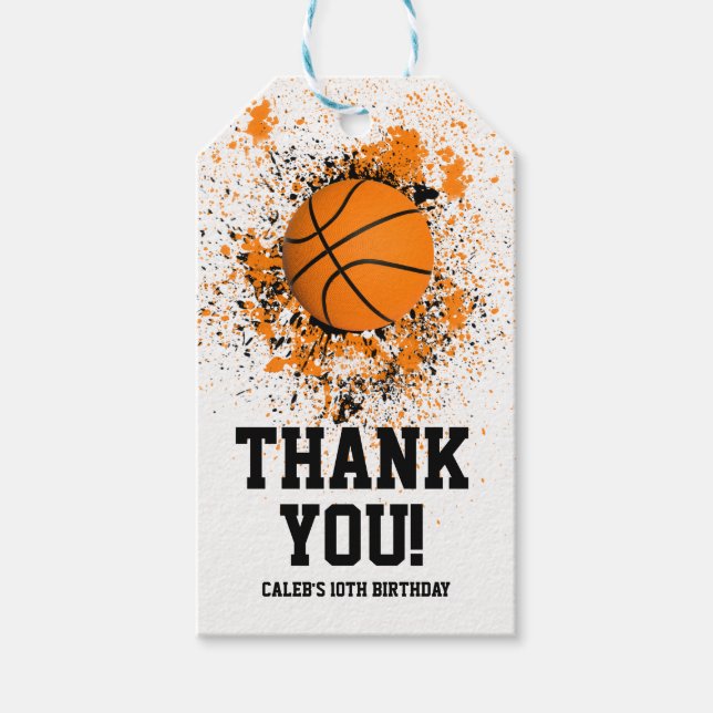 Basketball Grunge Paint Spritzer Orange Black Cool Geschenkanhänger (Vorderseite)