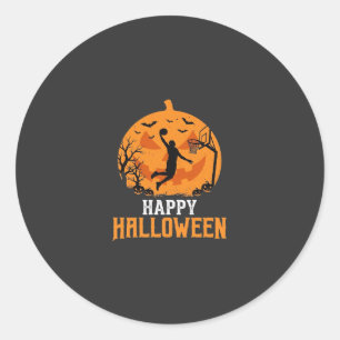 Basketball Halloween Dunk Kürbis Design_1 Runder Aufkleber