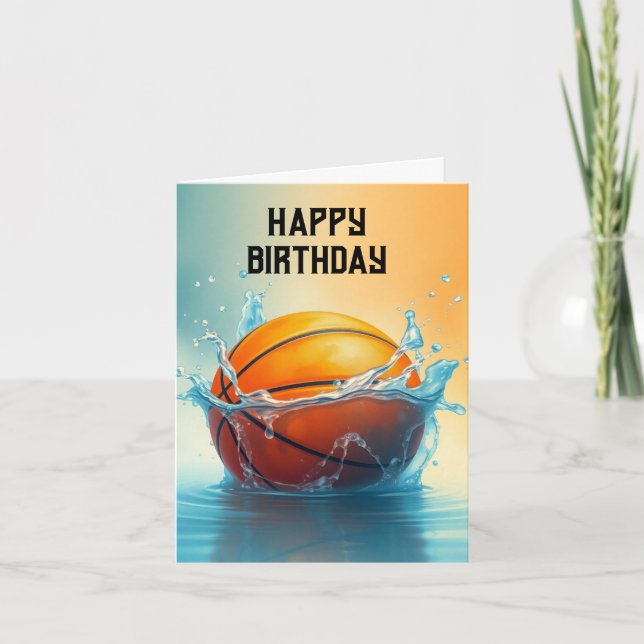 Basketball Happy Birthday Hitze Wasser Karte (Vorderseite)