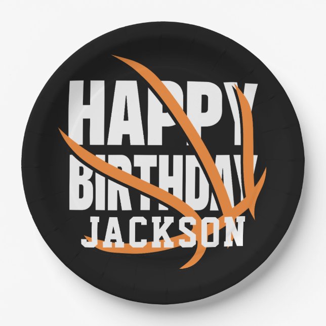 Basketball Happy Geburtstag Personalisiert Pappteller (Vorderseite)