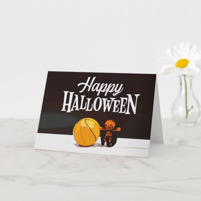 Basketball Happy Halloween mit Geist und Ball Car Karte (Kleine Pflanze)