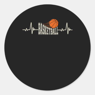 Basketball-Heartbeat 3 Runder Aufkleber