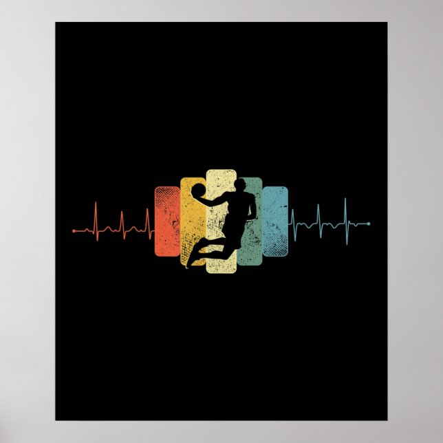 Basketball Heartbeat Dunk Layers Ekg Poster (Vorne)