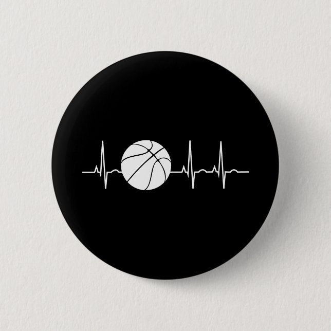 Basketball Heartbeat Ekg Basketballtrainer Button (Vorderseite)