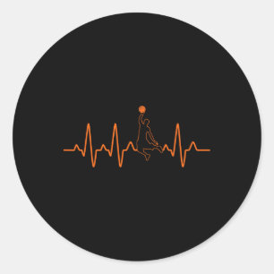 Basketball Heartbeat Geschenk für Männer und Fraue Runder Aufkleber