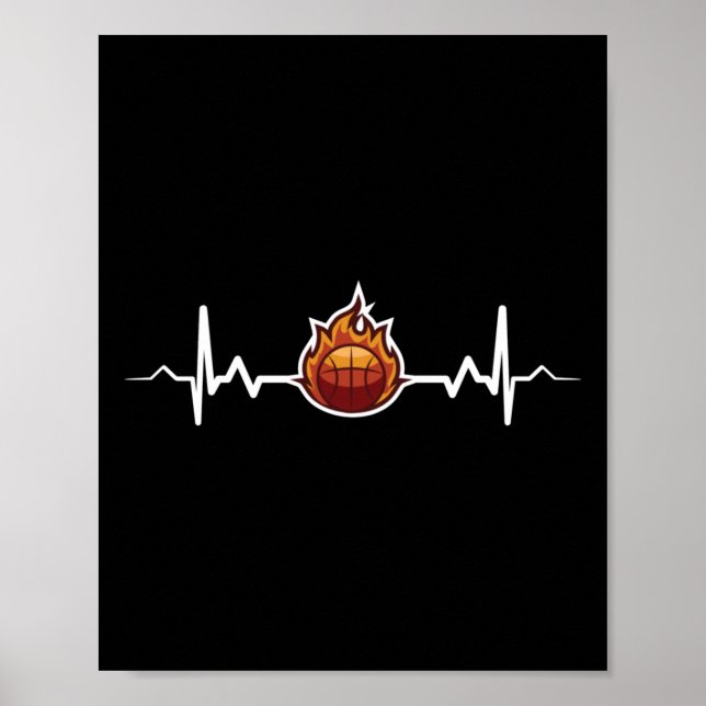 Basketball Heartbeat - Geschenkidee Poster (Vorne)