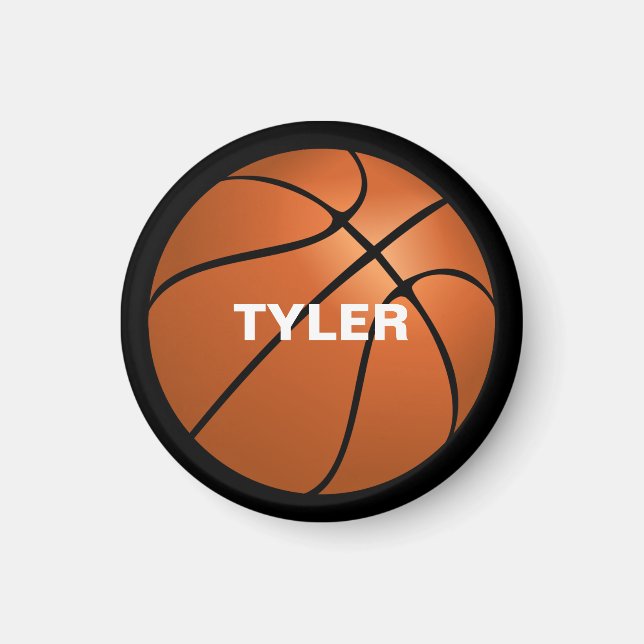 Basketball, Heimwerker-Name in Weiß, Schwarz Magnet (Vorne)