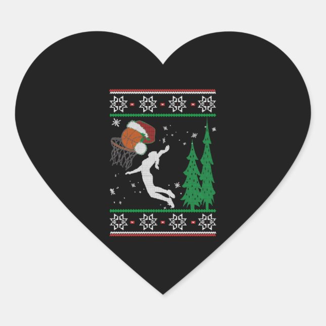 Basketball Herz-Aufkleber (Vorderseite)