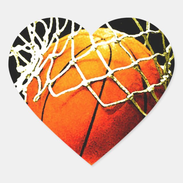 Basketball Herz-Aufkleber (Vorderseite)