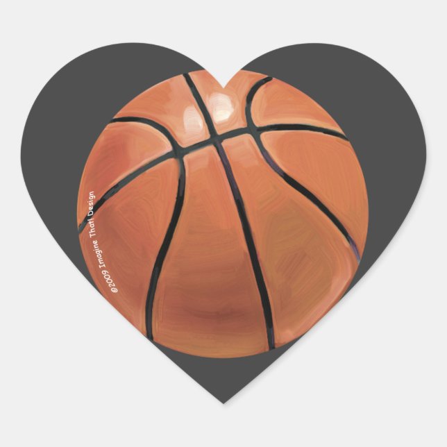 Basketball Herz-Aufkleber (Vorderseite)