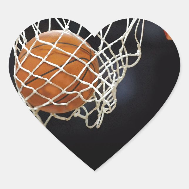 Basketball Herz-Aufkleber (Vorderseite)