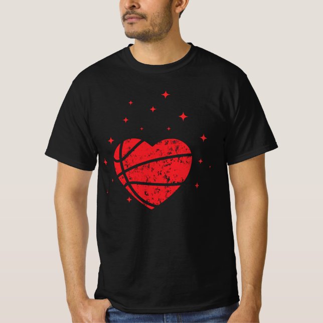 Basketball Herz Funny Funny Geschenk für Valentins T-Shirt (Vorderseite)