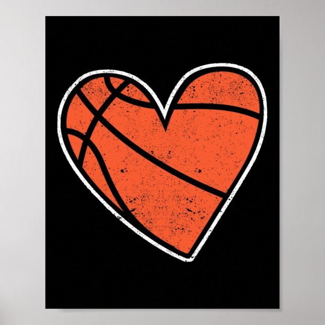 Basketball Herzklopfkorb Ball Player Coach Fan Cou Poster (Vorne)