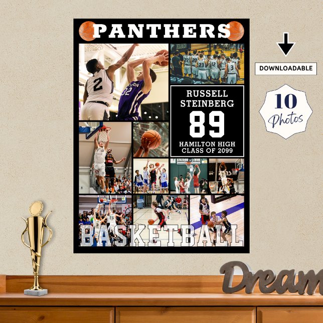 Basketball High School Senior Night Photo Collage Poster (Von Creator hochgeladen)