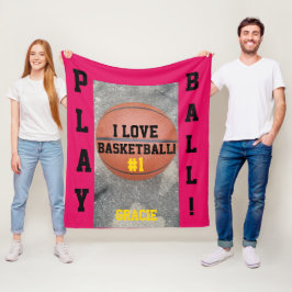 Basketball Himbeername Fleecedecke