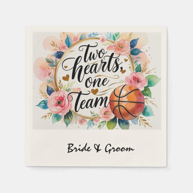 Basketball Hochzeitthema Serviette (Vorderseite)