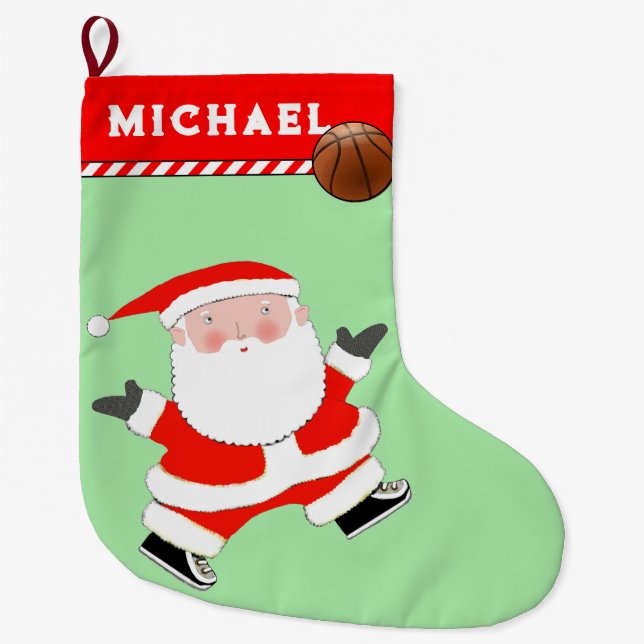 Basketball Holiday Geschenk Großer Weihnachtsstrumpf (Vorderseite)