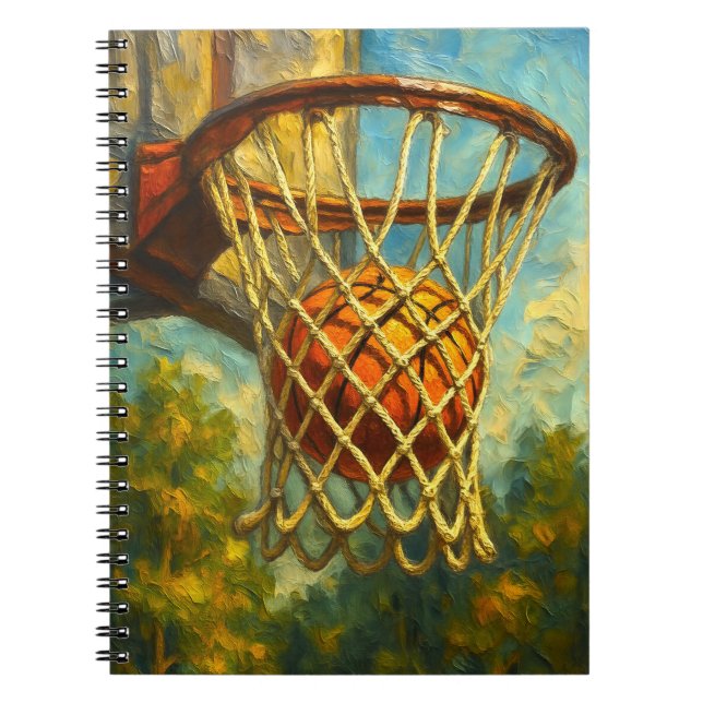 Basketball Hoop Impressionist Art Notebook | Sport Notizblock (Vorderseite)