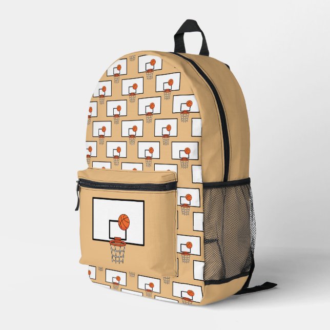 Basketball Hoop Muster Bedruckter Rucksack (Rückseitige Ecke Rechts)