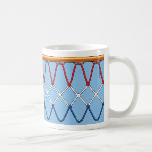 Basketball Hoop Net_red white blue_on hellblau Kaffeetasse