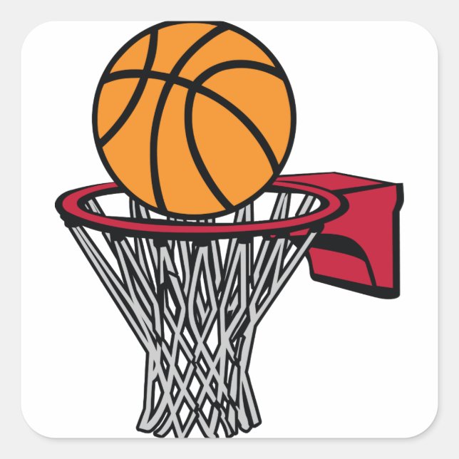 Basketball Hoop Quadratischer Aufkleber (Vorderseite)