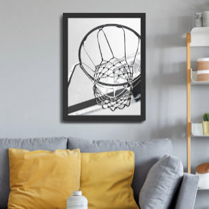 Basketball Hoop Schwarzweiß Minimalistisches Foto Poster