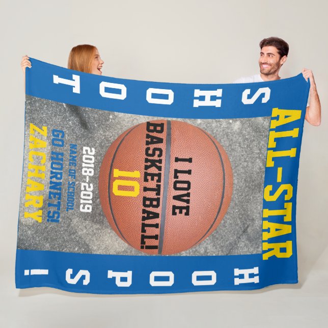 Basketball Hoops Mittleres Blue Spieler Jahr Fleecedecke (Beispiel)
