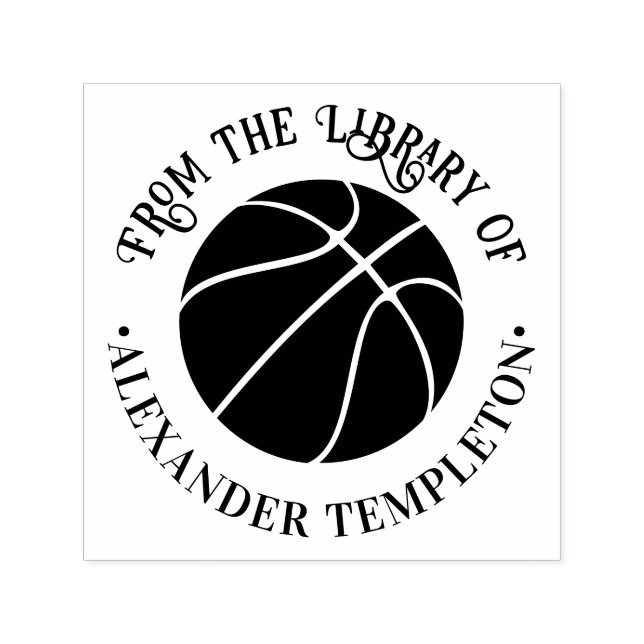 Basketball Hoops Sportbibliothek Rundbuch Name Permastempel (Design)