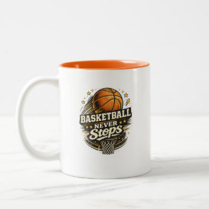 Basketball hört nie auf Sport-Kaffeetasse Geschenk Zweifarbige Tasse