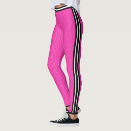 Basketball Hot Pink Weiß Strickende Vielfalt Sport Leggings