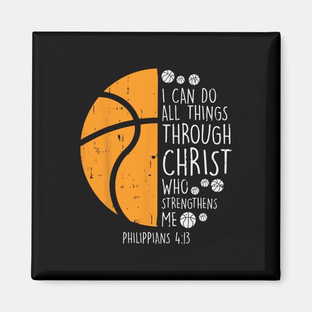 Basketball I kann Dinge tun Bibel Verse Gott Jesus Magnet (Vorne)