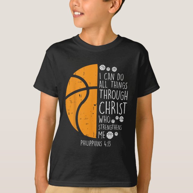 Basketball I kann Dinge tun Bibel Verse Gott Jesus T-Shirt (Vorderseite)