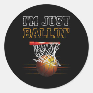 Basketball Ich bin nur Ballin'Coach Team Prou Runder Aufkleber