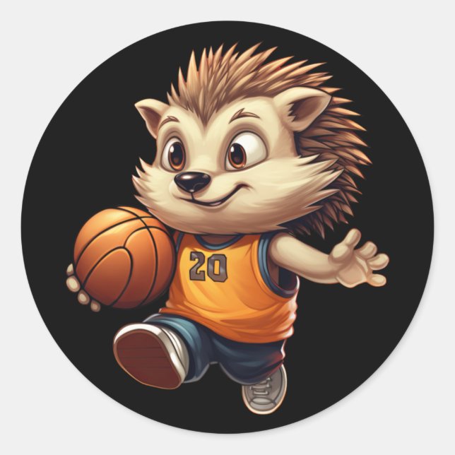 Basketball-Igel 1 Runder Aufkleber (Vorderseite)