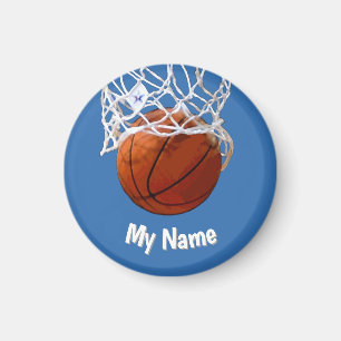 Basketball Ihr Name Benutzerdefiniert Stahlblauer Magnet