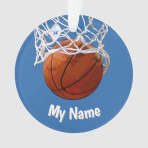 Basketball Ihr Name Benutzerdefiniert Stahlblauer Ornament