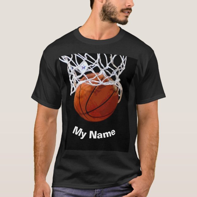 Basketball Ihr Name Benutzerdefiniert T-Shirt (Vorderseite)