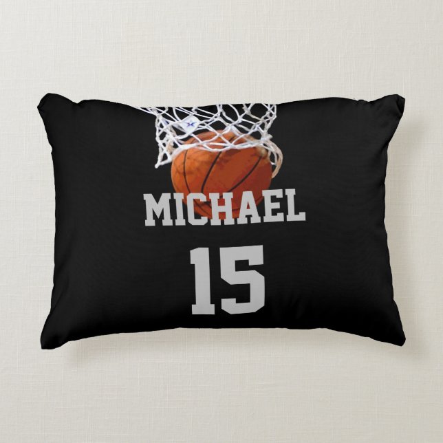 Basketball Ihr Name Dekokissen (Vorderseite)