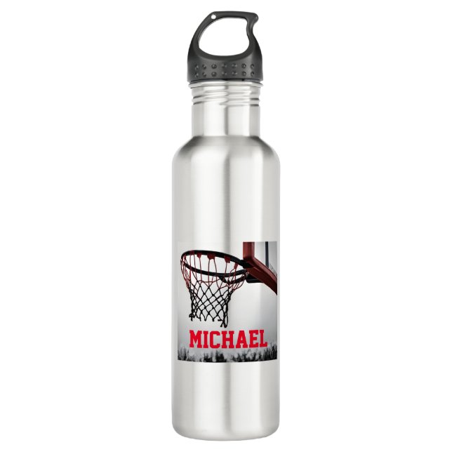 Basketball Ihr Name Edelstahlflasche (Vorderseite)