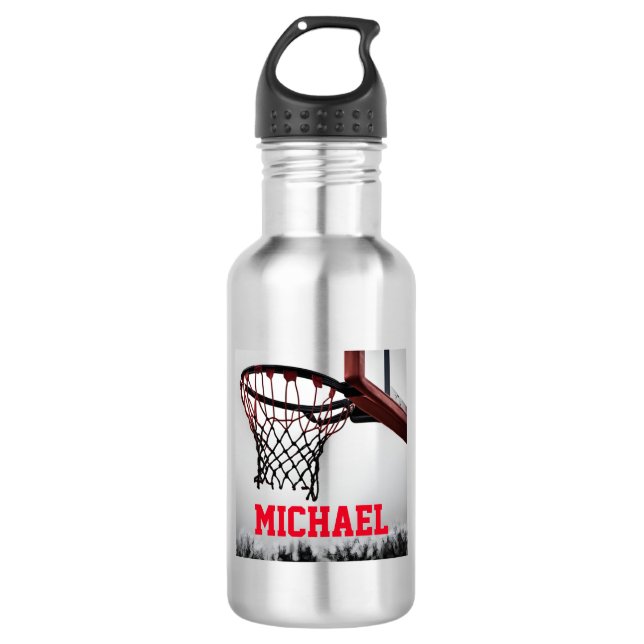 Basketball Ihr Name Edelstahlflasche (Vorderseite)