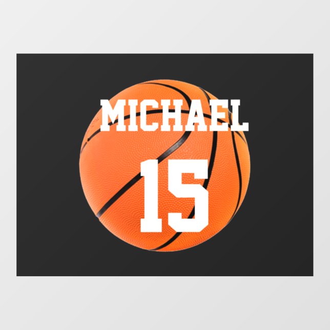 Basketball Ihr Name Fensteraufkleber (Blatt)