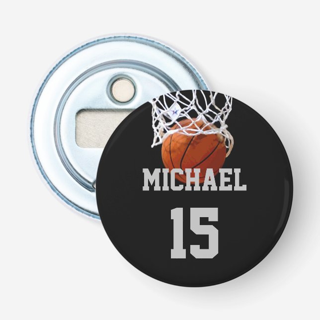 Basketball Ihr Name Flaschenöffner (Vorderseite)