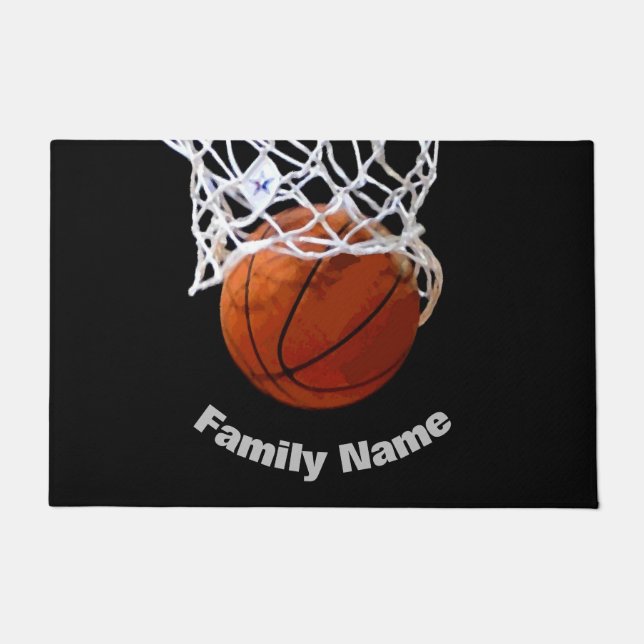 Basketball Ihr Name Fußmatte (Vorderseite)
