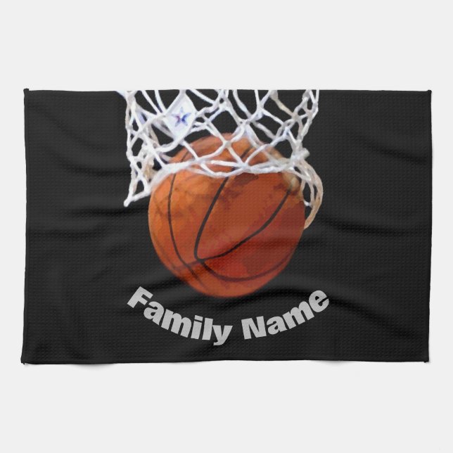Basketball Ihr Name Geschirrtuch (Horizontal)