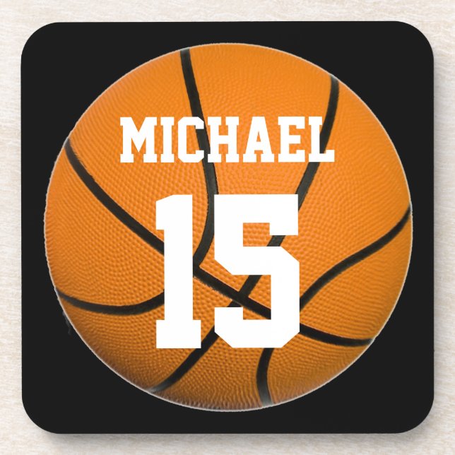 Basketball Ihr Name Getränkeuntersetzer (Vorderseite)