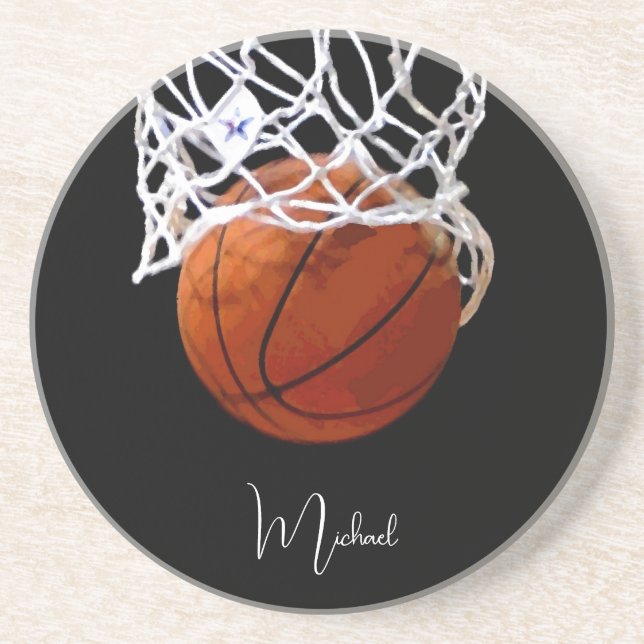 Basketball Ihr Name Getränkeuntersetzer (Vorne)