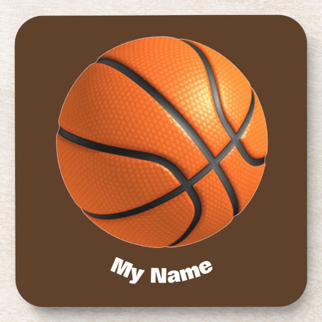 Basketball Ihr Name Getränkeuntersetzer (Vorderseite)