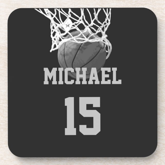 Basketball Ihr Name Getränkeuntersetzer (Vorderseite)