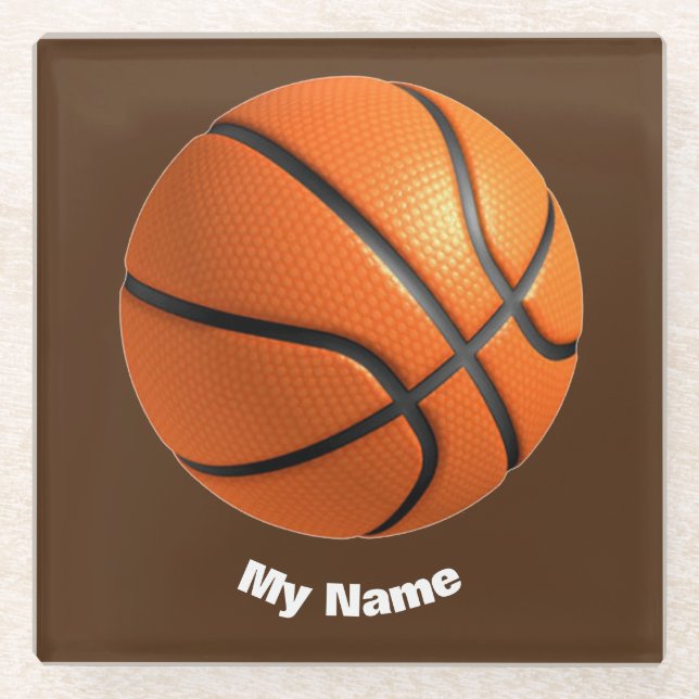 Basketball Ihr Name Glasuntersetzer (Vorderseite)